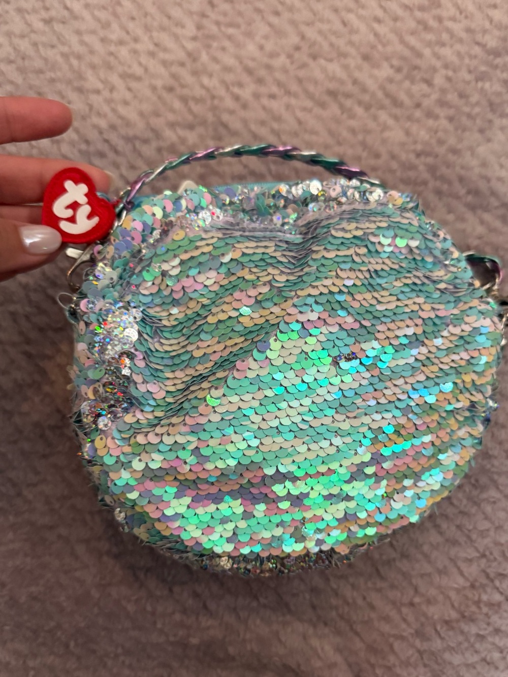 Ty Sequin Cat Crossbody Bag in Iridescent/Pink NWT 🌸✨ - Picture 5 of 6